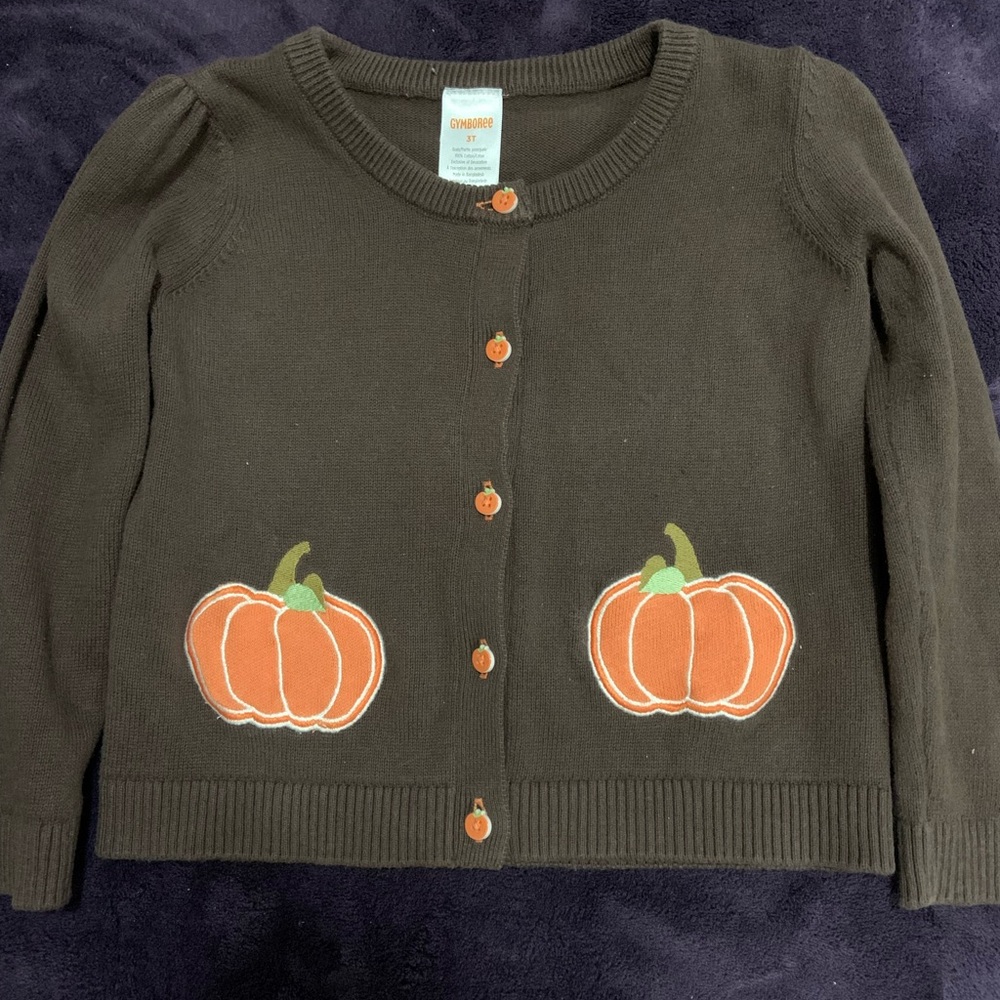 Gymboree 3T pumpkin cardigan